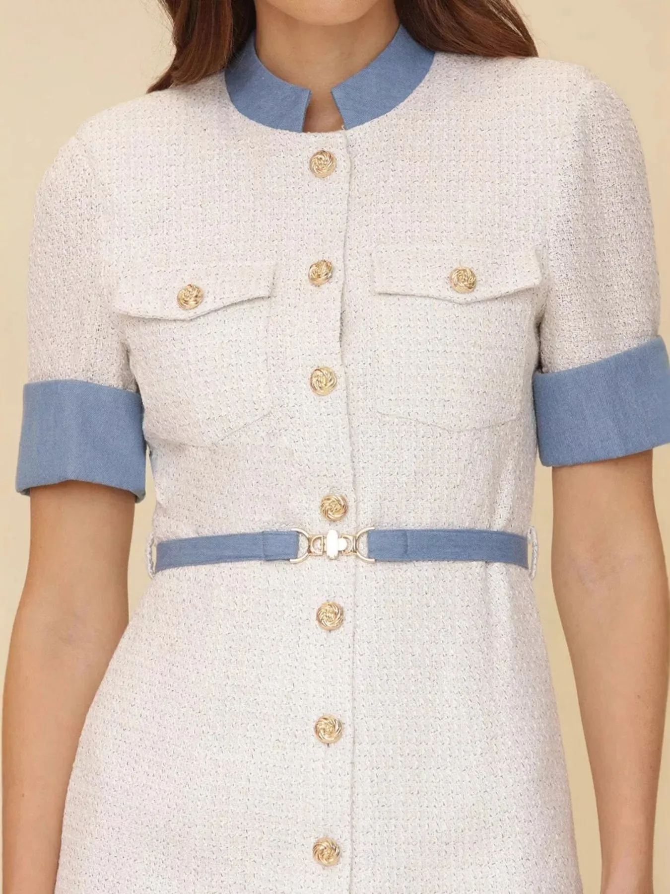 Contrast Button Front Mini Dress sold by Unique Kulture product image thumbnail 2