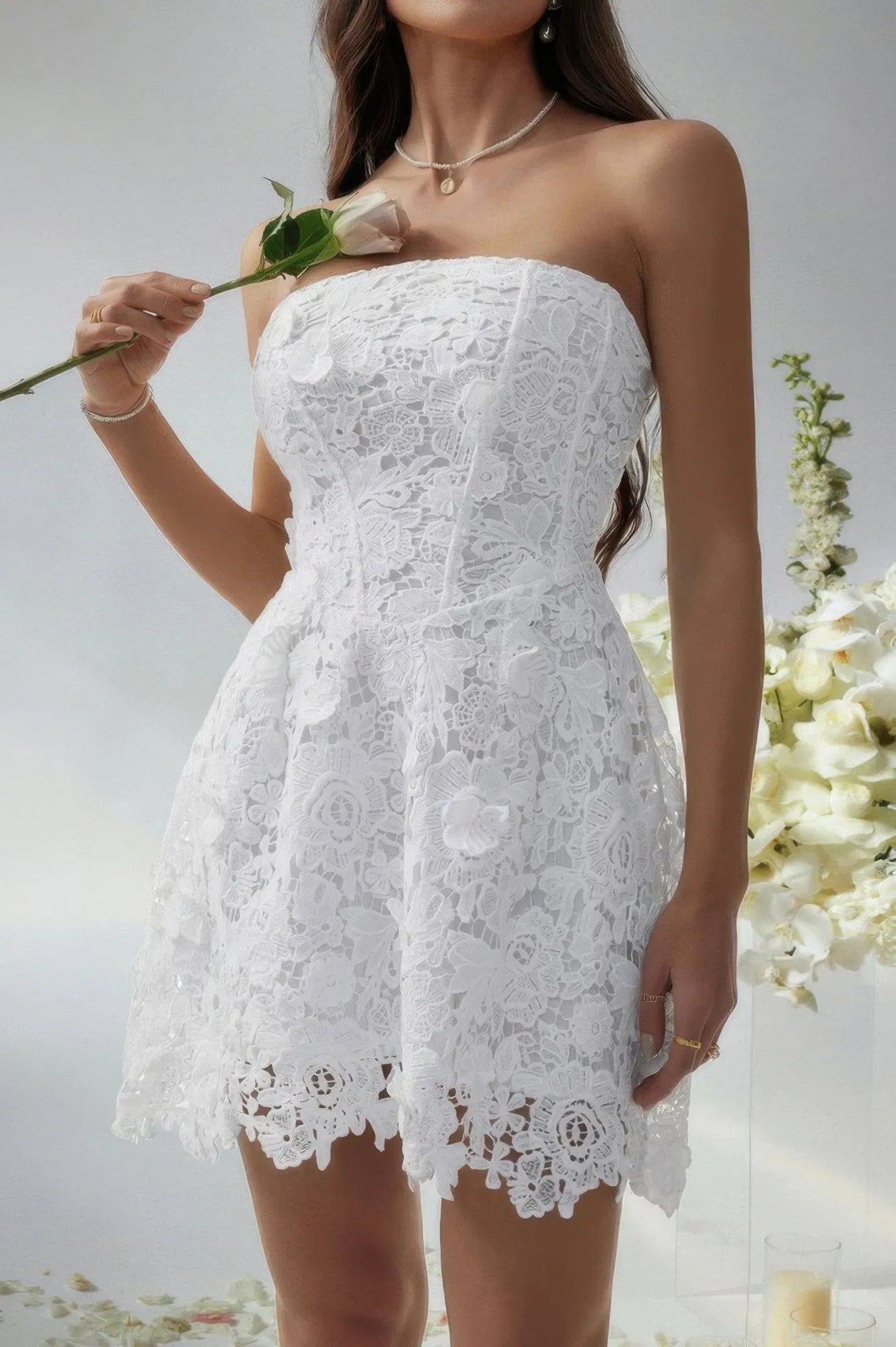 Solid Lace Up Lace Mini Fit Tube Dress sold by Unique Kulture product image thumbnail 4