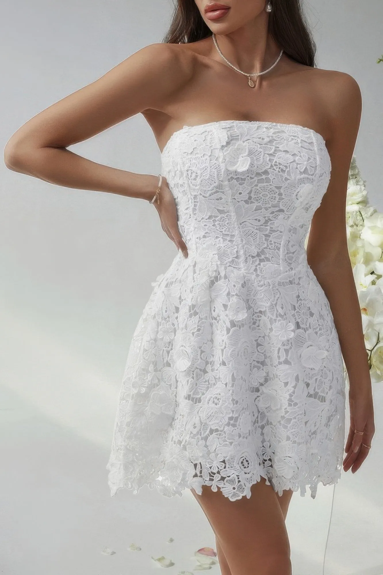 Solid Lace Up Lace Mini Fit Tube Dress sold by Unique Kulture product image thumbnail 2