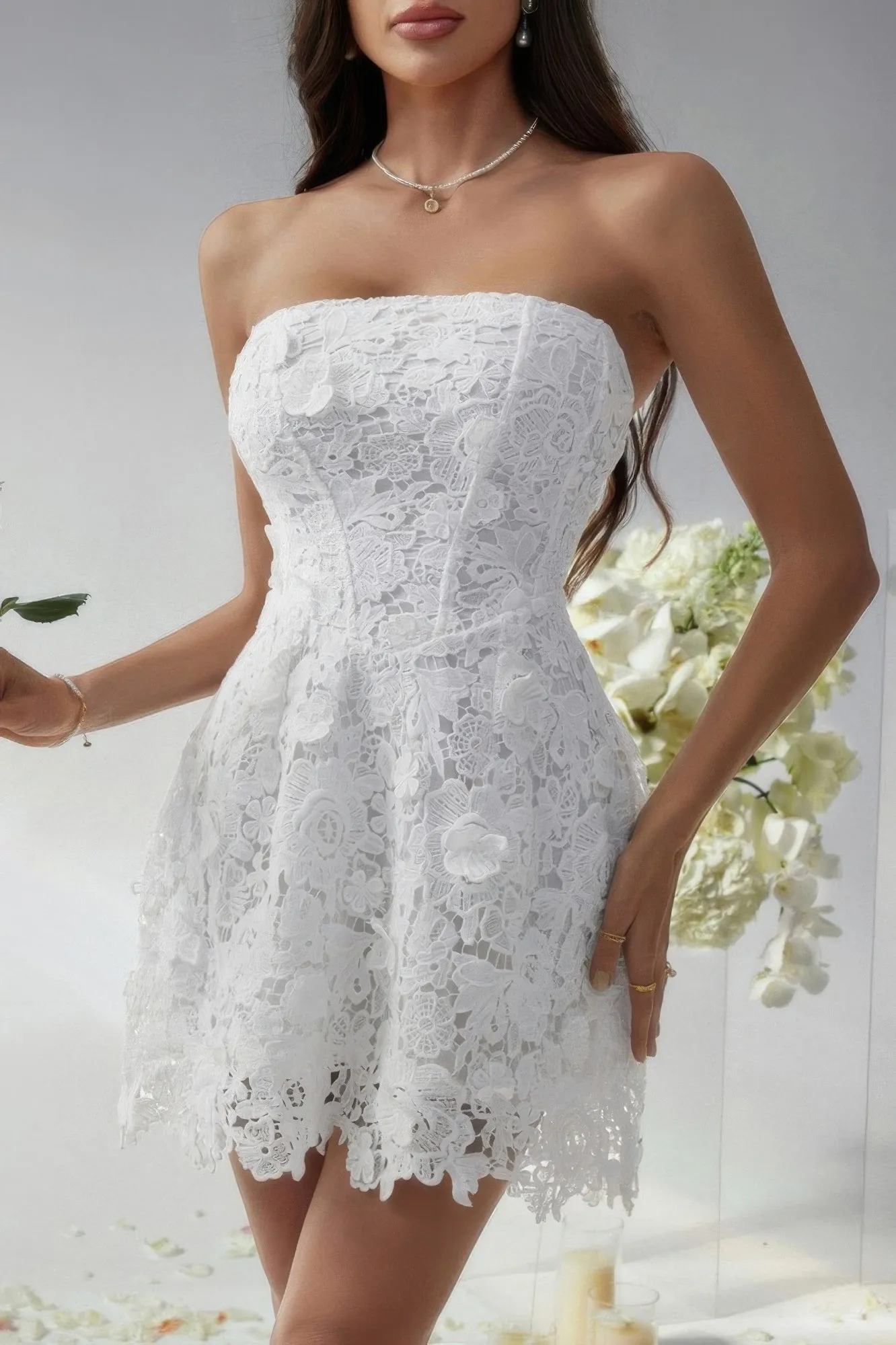 Solid Lace Up Lace Mini Fit Tube Dress sold by Unique Kulture product image thumbnail 3