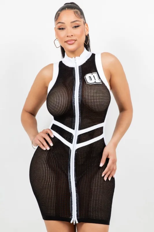 Netting 2 Way Zipper Mini Dress sold by Unique Kulture