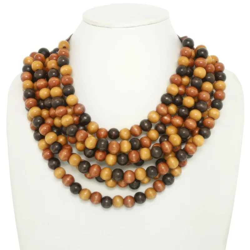 Multi-strand Wood Bead Necklace made by C.C