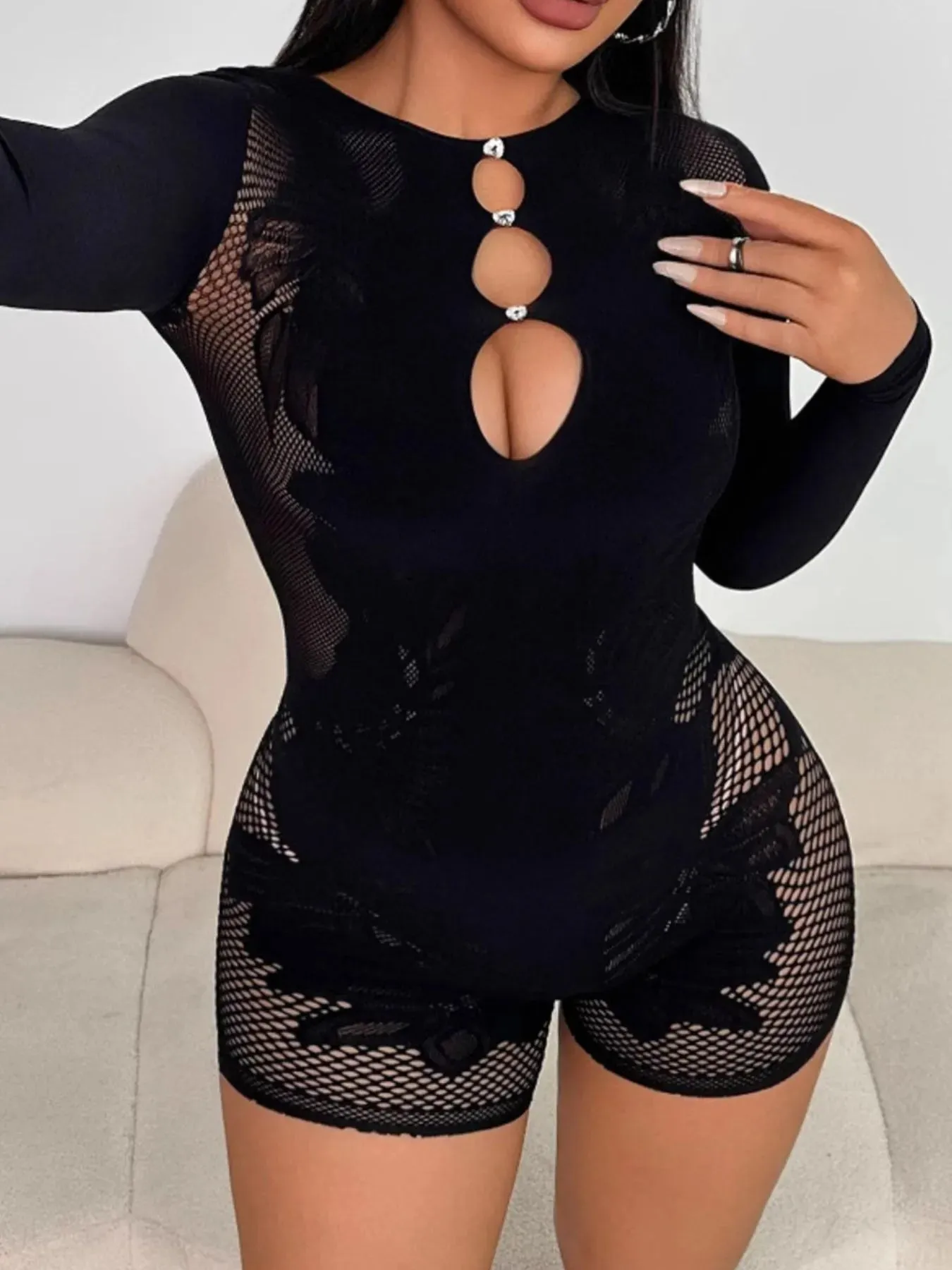Fishing Net Long Sleeve Romper sold by Unique Kulture product image thumbnail 4