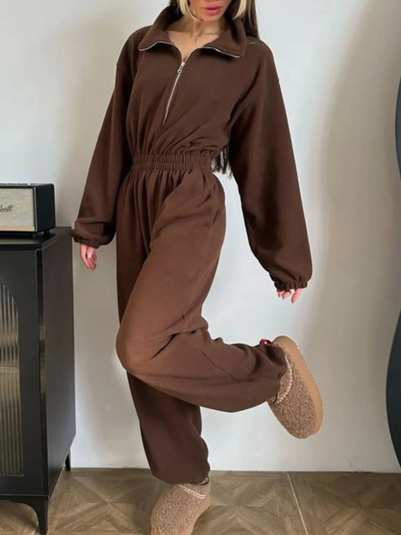 Zip Front Long Sleeve Jumpsuit sold by Unique Kulture product image thumbnail 2