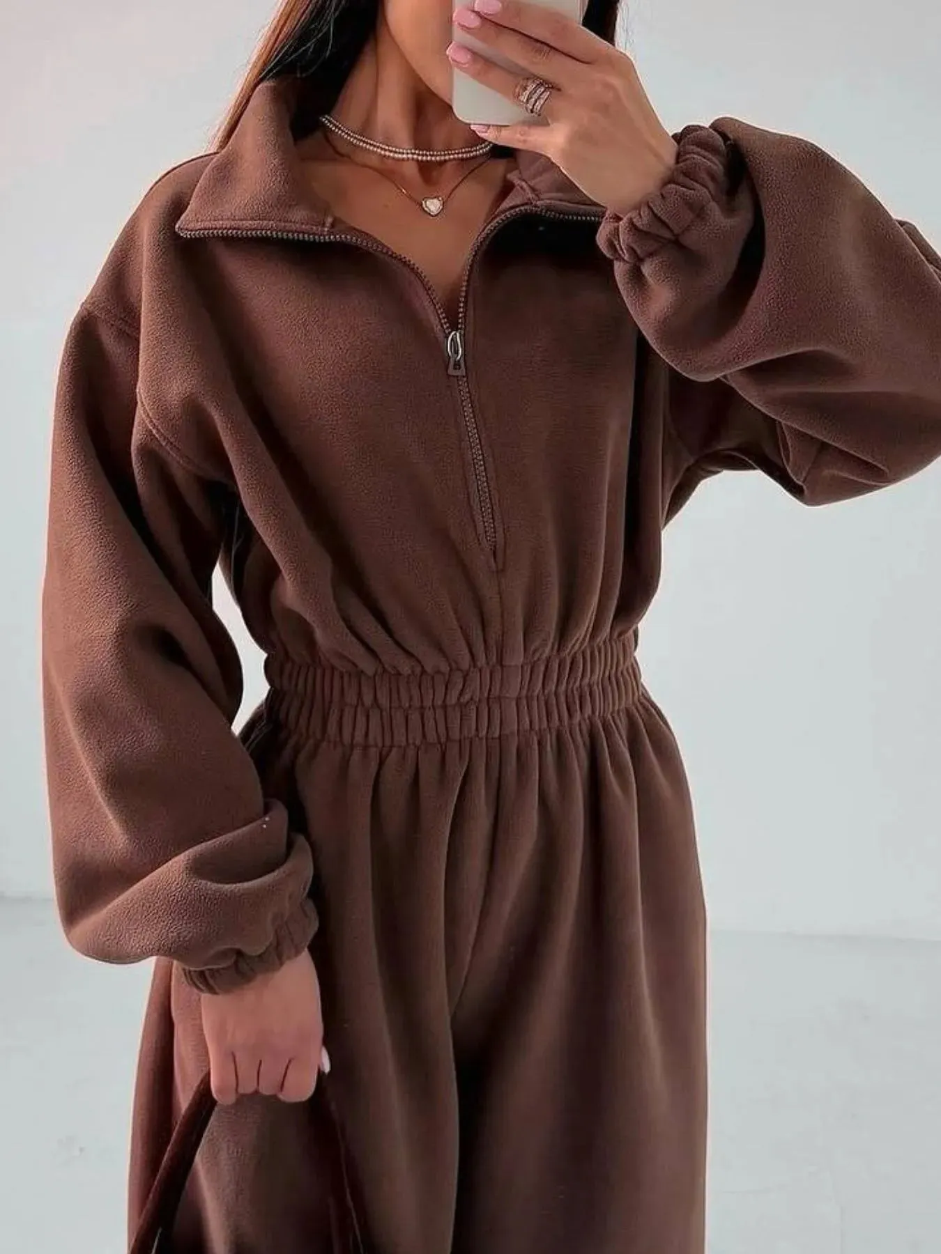 Zip Front Long Sleeve Jumpsuit sold by Unique Kulture product image thumbnail 4