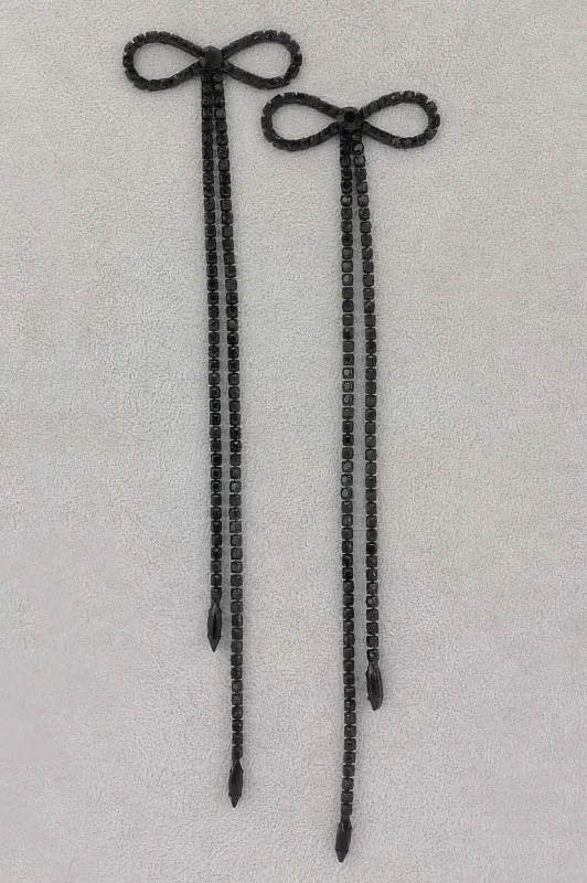 Rhinestone Bow Fringe Earring sold by Unique Kulture