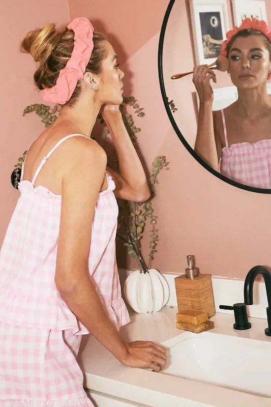 Lime 'N' Chili Gingham Ruffle Trim Cami and Shorts Pajama Set sold by Unique Kulture product image thumbnail 5