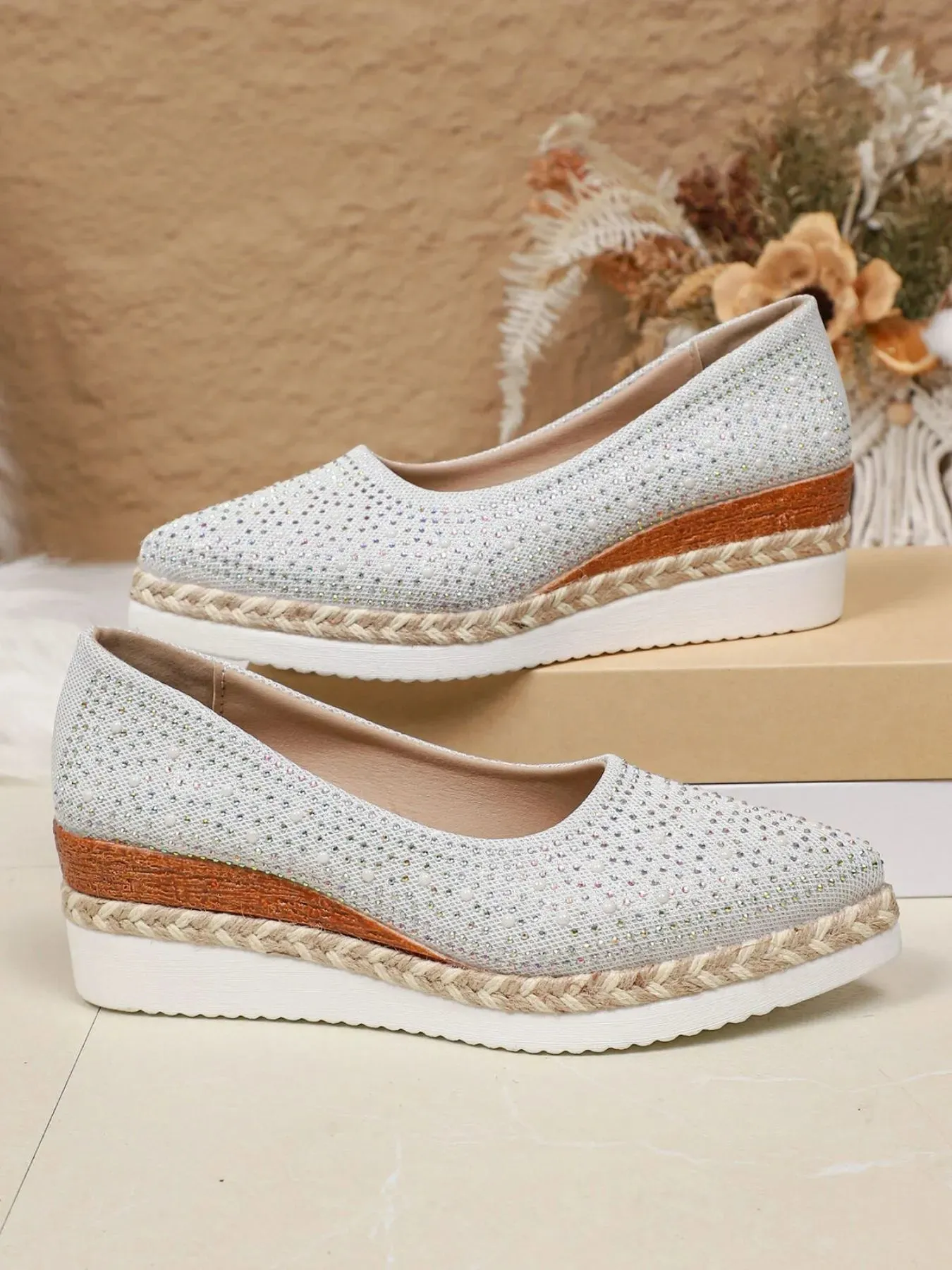Rhinestone Point Toe Wedge Slip-Ons sold by Unique Kulture product image thumbnail 4