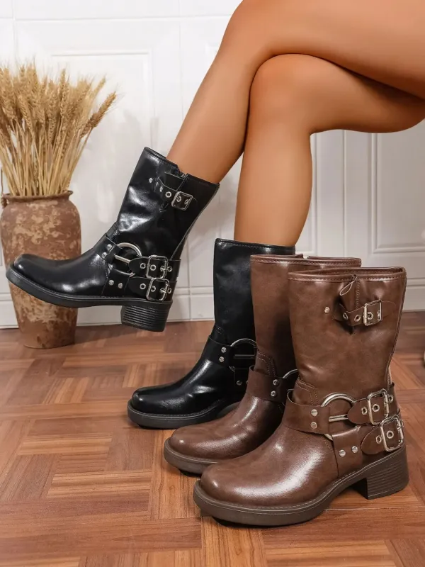 Round Toe Block Heels Boots sold by Unique Kulture