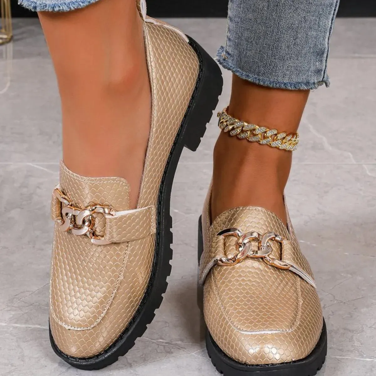 Round Toe Block Heels Loafers sold by Unique Kulture product image thumbnail 5