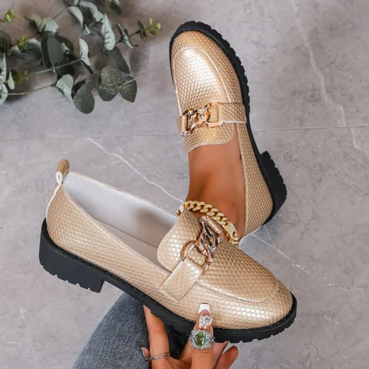 Round Toe Block Heels Loafers sold by Unique Kulture product image thumbnail 4
