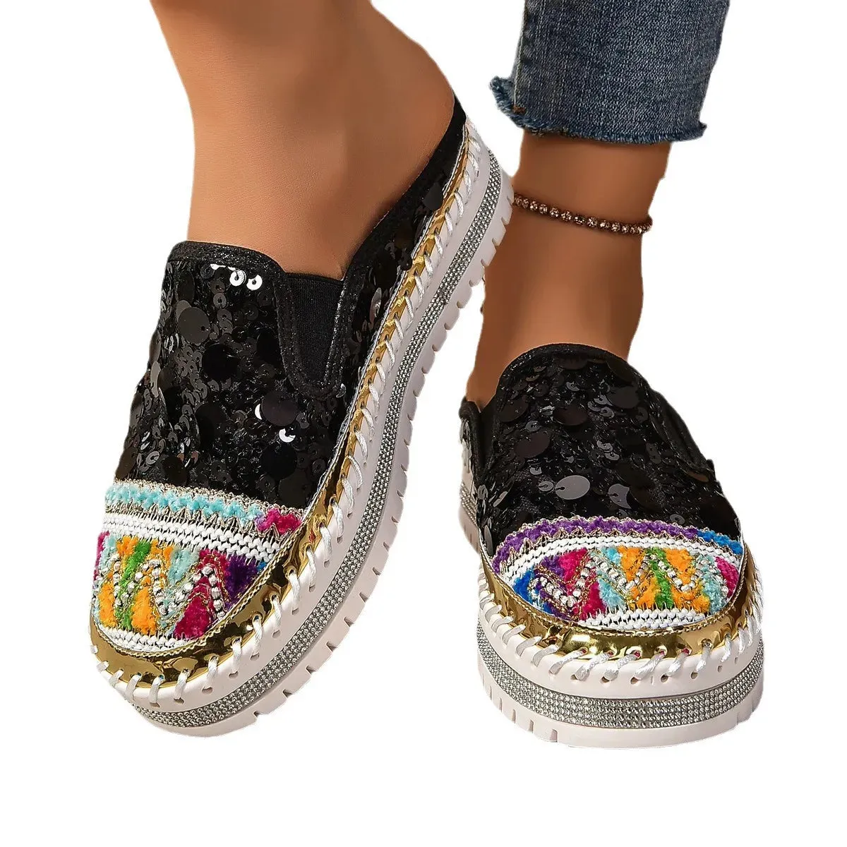 Sequin Round Toe Platform Loafers sold by Unique Kulture product image thumbnail 4