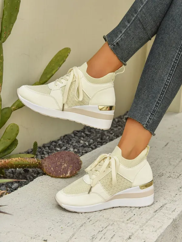 Lace Up Wedge Athletic made by Trendsi