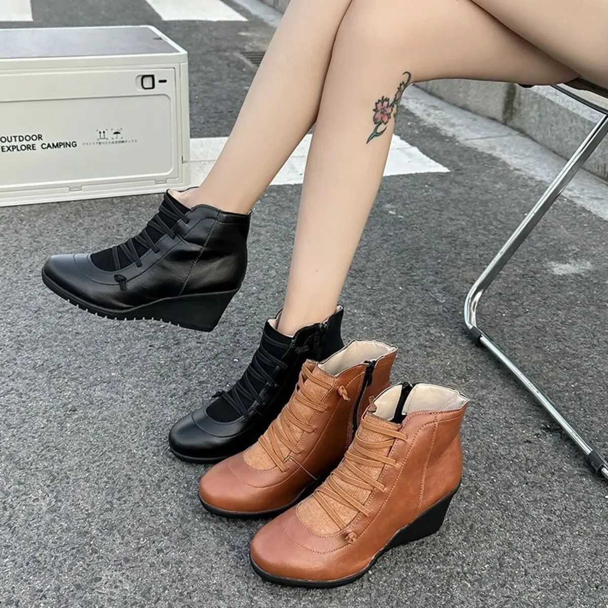 Lace Up Wedge Boots sold by Unique Kulture