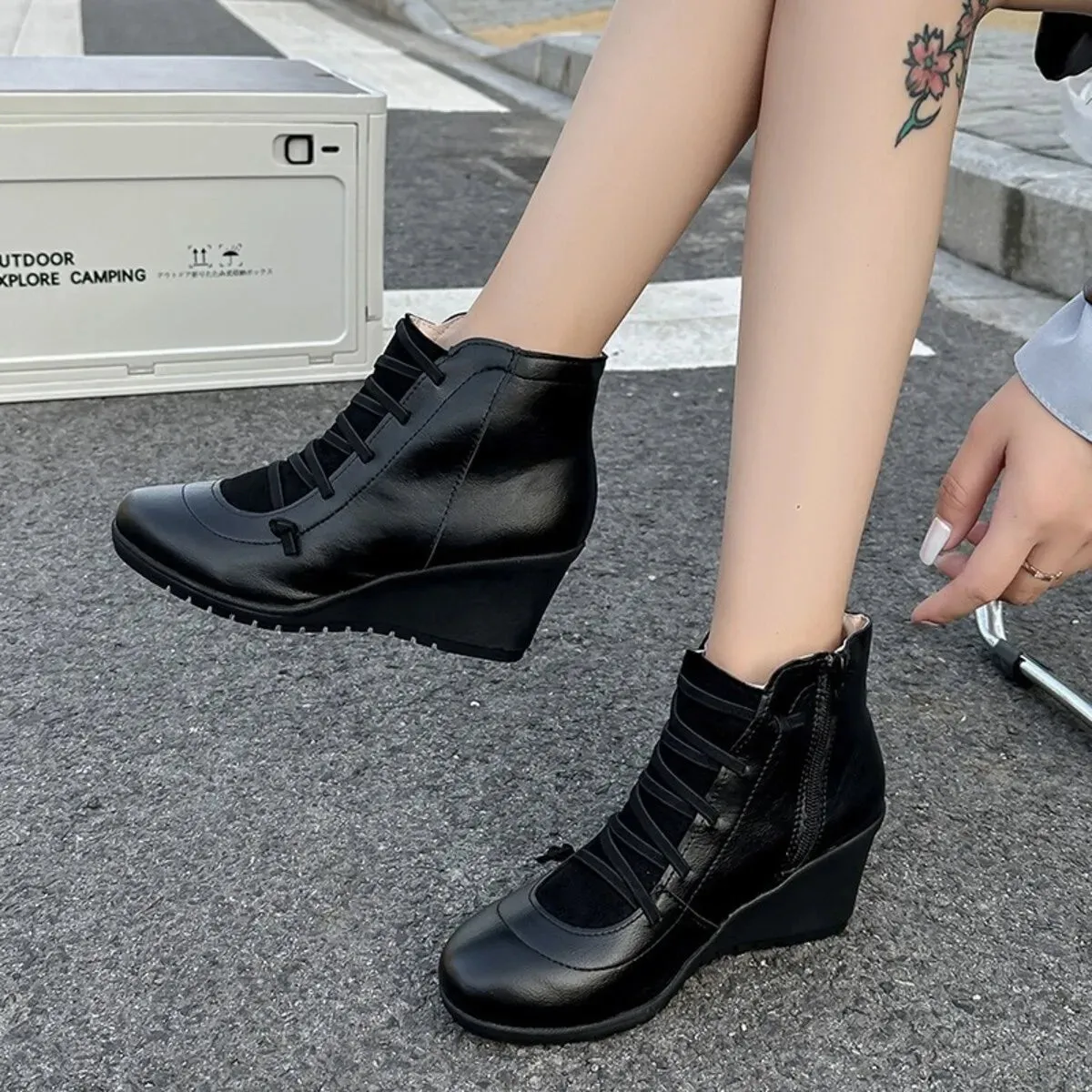 Lace Up Wedge Boots sold by Unique Kulture product image thumbnail 2