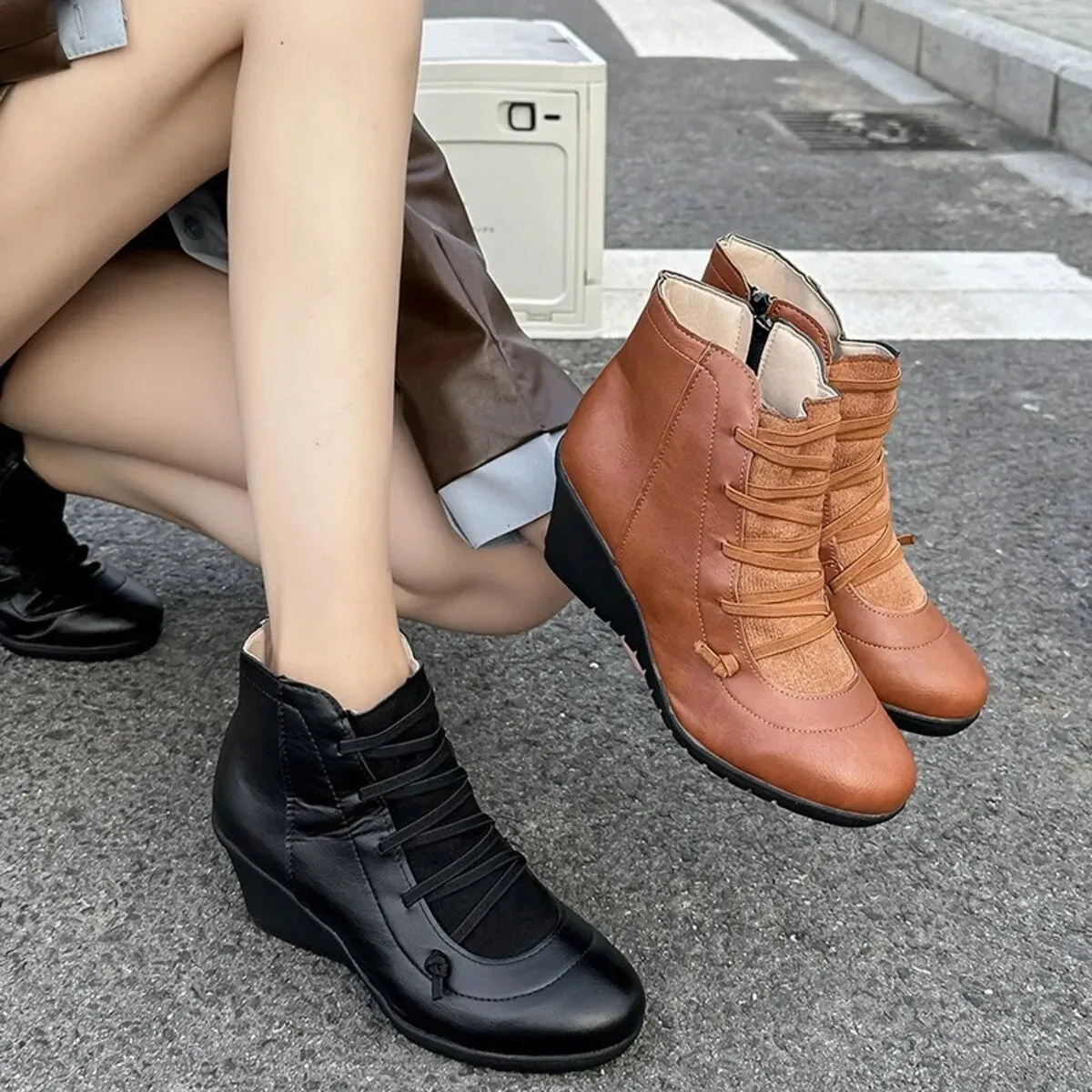 Lace Up Wedge Boots sold by Unique Kulture product image thumbnail 4