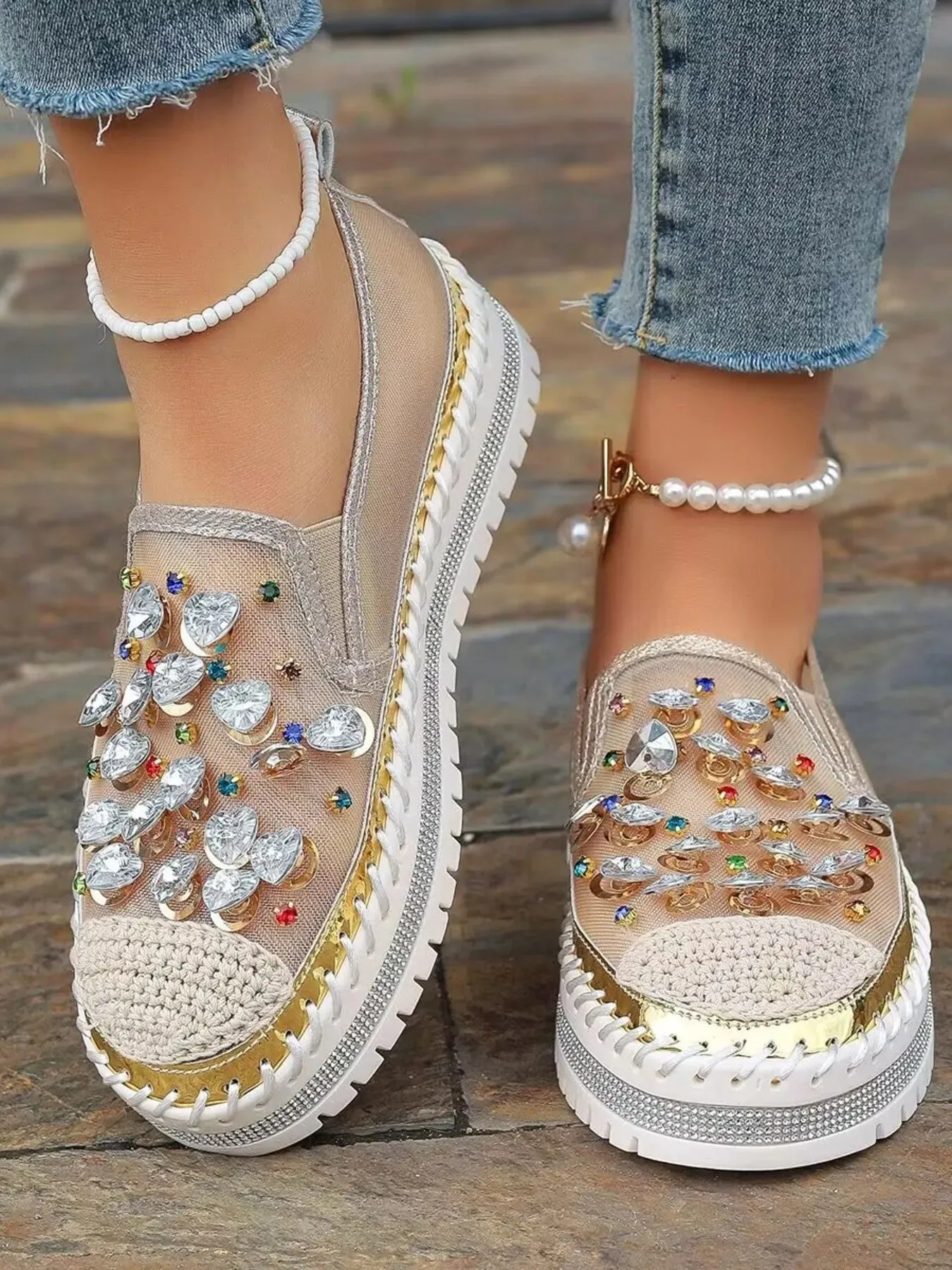 Rhinestone Round Toe Platform Loafers sold by Unique Kulture product image thumbnail 4