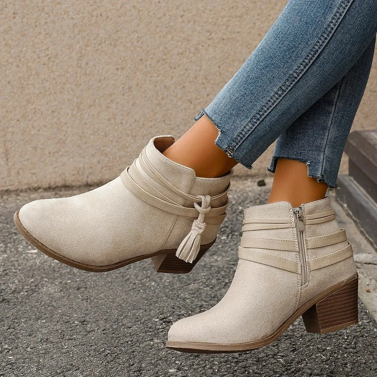 Tassel Point Toe Block Heels Boots sold by Unique Kulture product image thumbnail 2