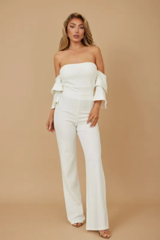 Off Shoulder Black N White Color Combo Jumpsuit sold by Unique Kulture