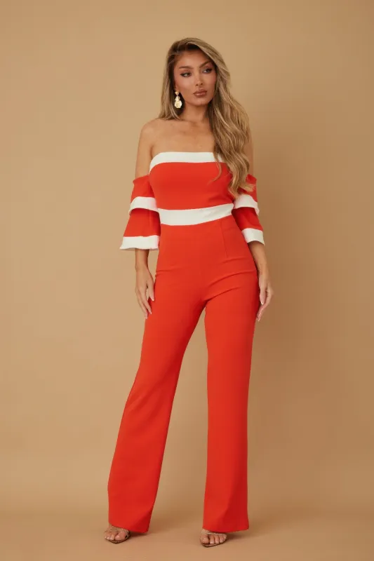 Off Shoulder Black N White Color Combo Jumpsuit sold by Unique Kulture