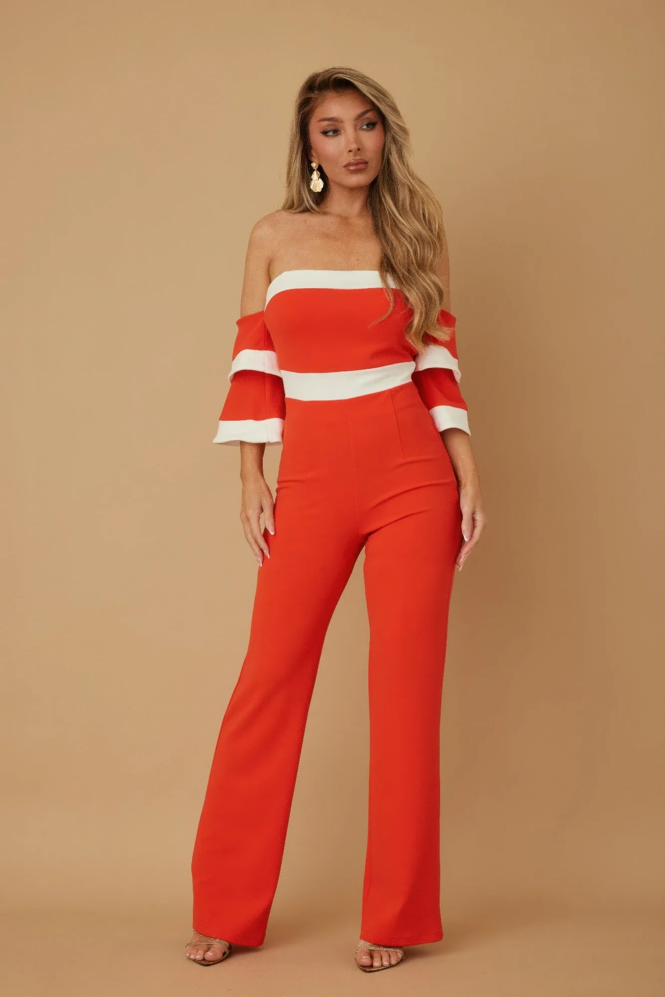 Off Shoulder Black N White Color Combo Jumpsuit sold by Unique Kulture