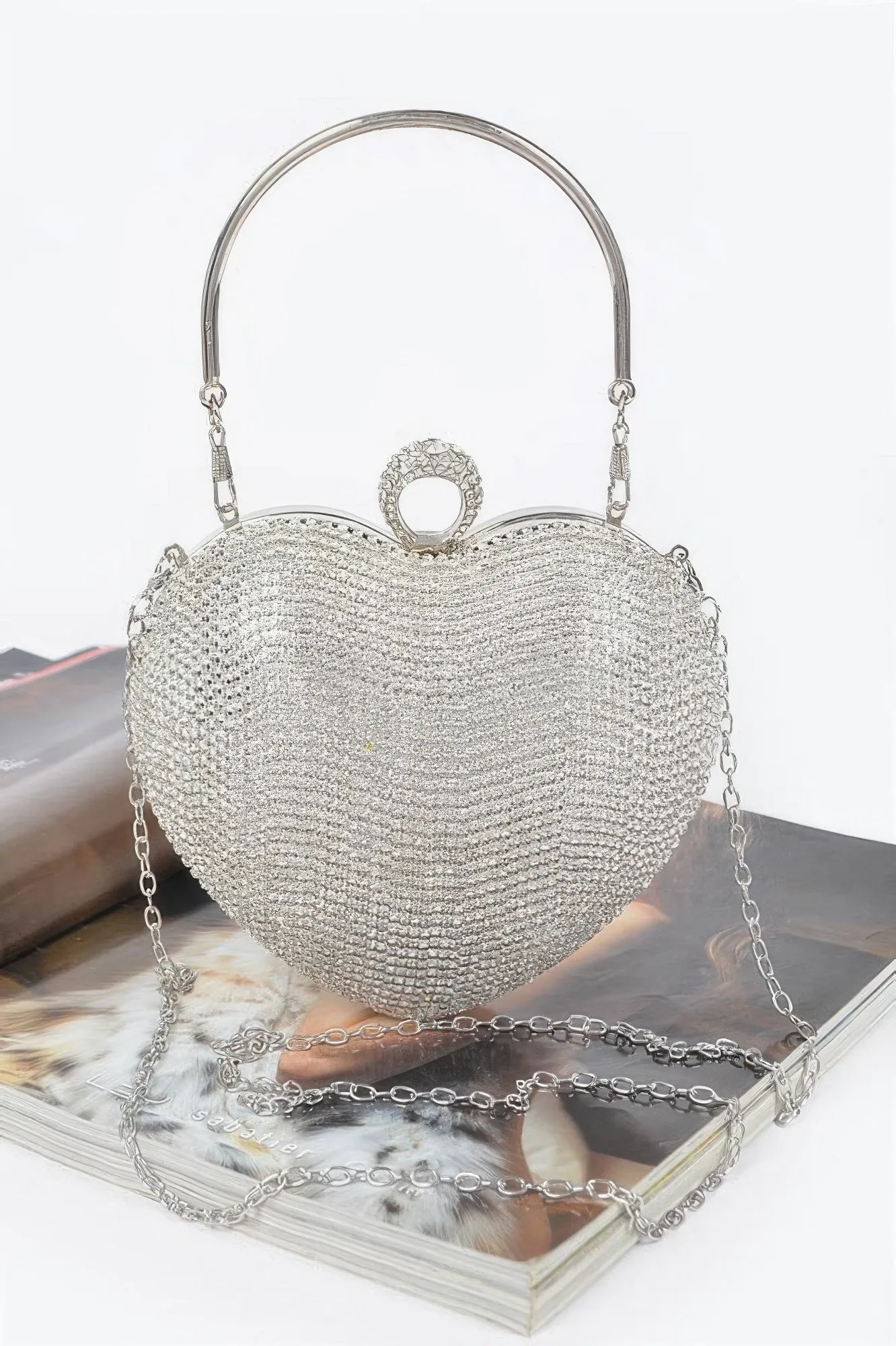 Rhinestone Heart Shape Party Clutch sold by Unique Kulture product image thumbnail 5