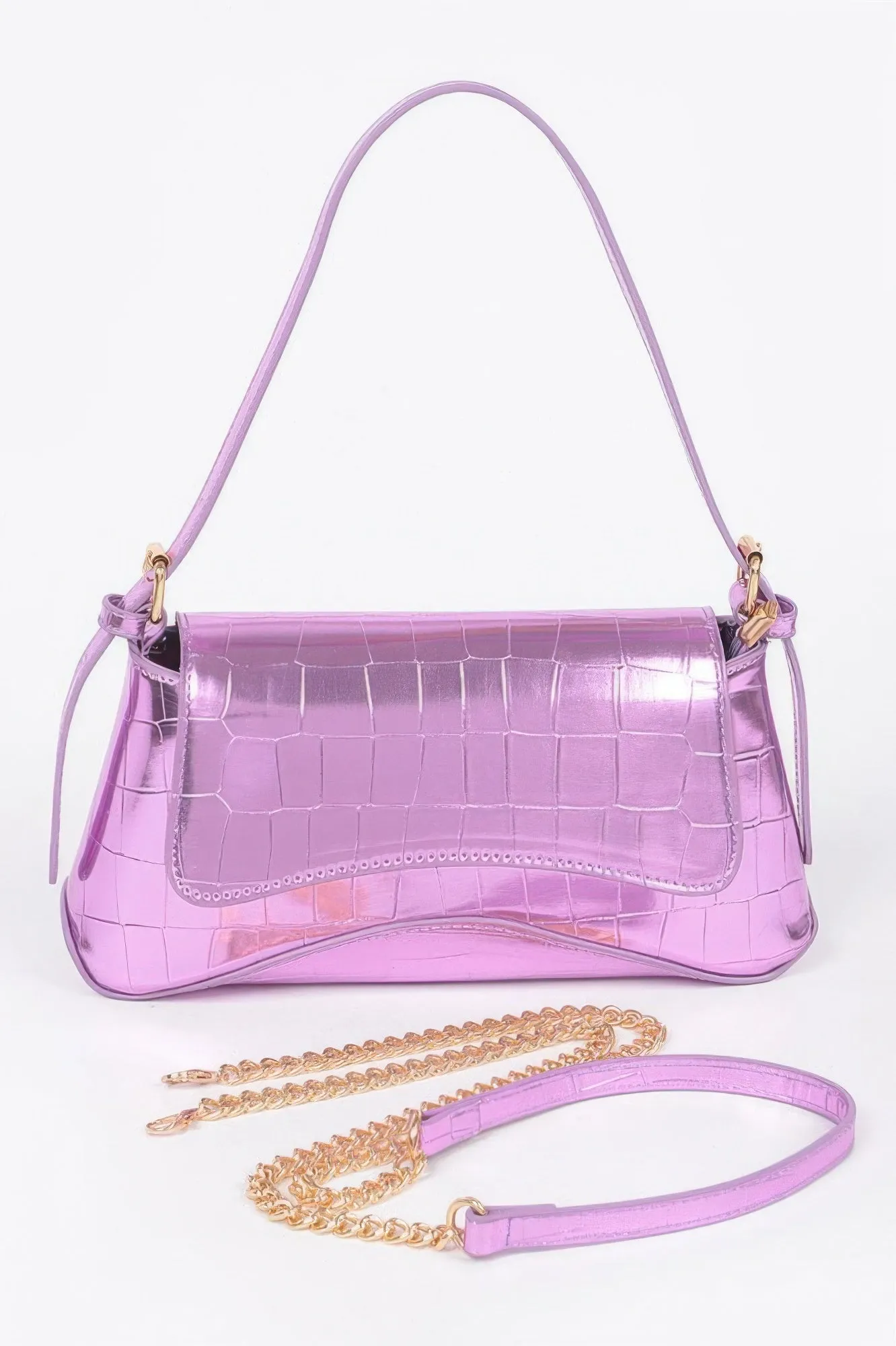 Croc Embossed Mirror Metallic Shoulder Bag sold by Unique Kulture product image thumbnail 3