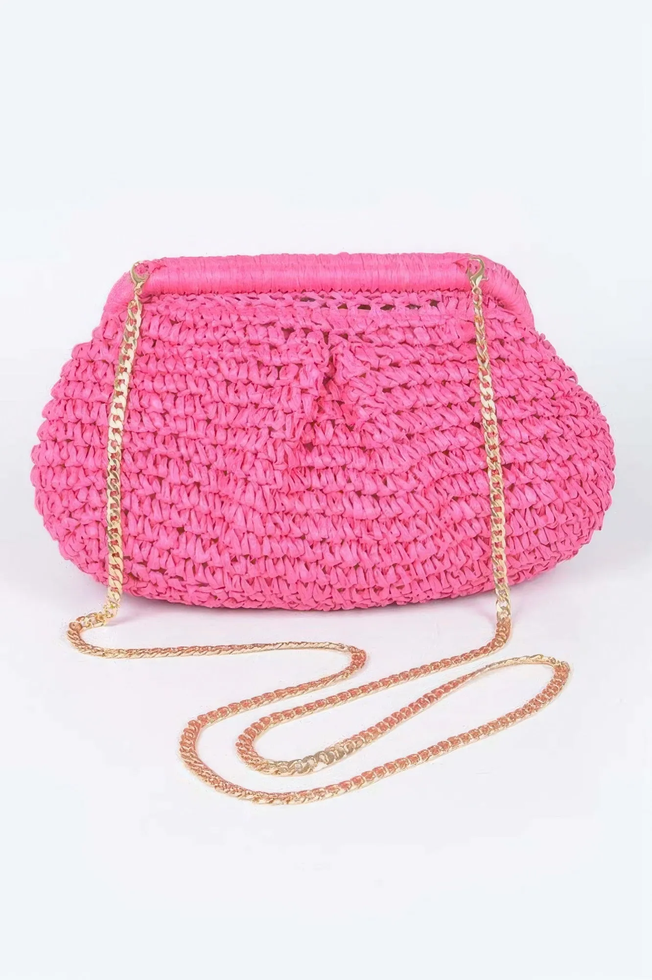 Faux Straw Chain Clutch sold by Unique Kulture