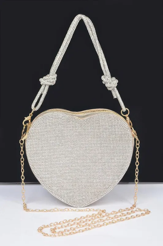 Rhinestone Heart Shape Clutch sold by Unique Kulture
