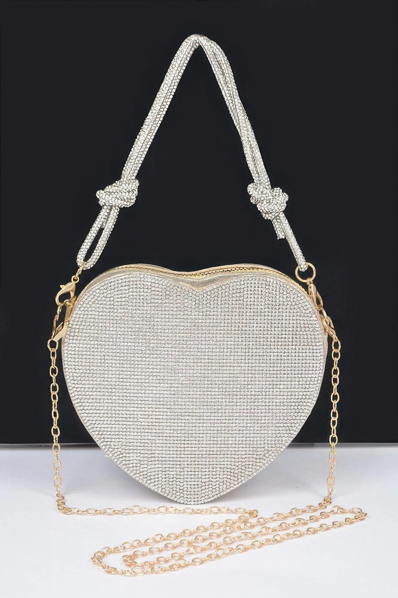 Rhinestone Heart Shape Clutch sold by Unique Kulture