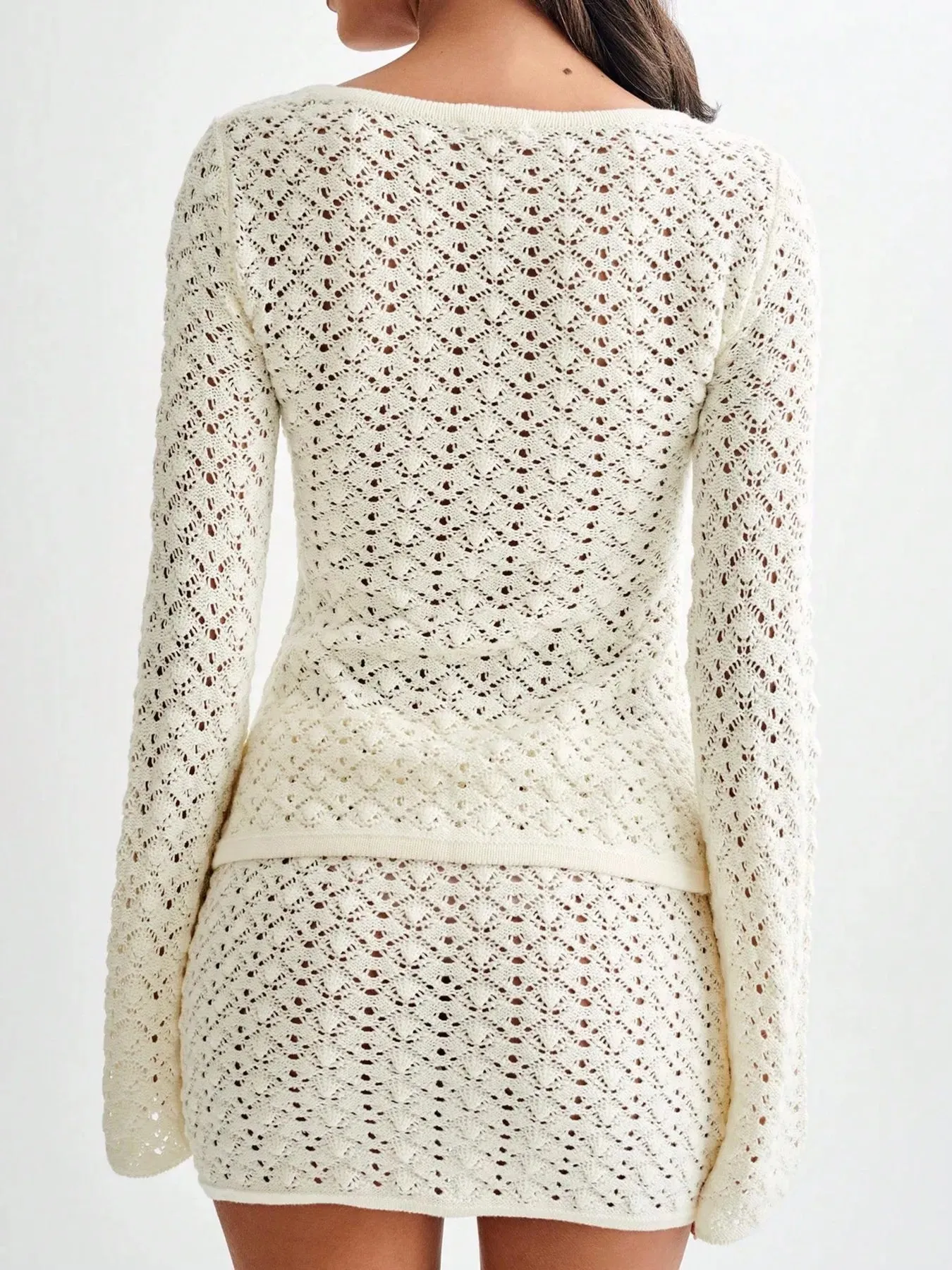 Button Up Crochet Cardigan and Skirt Sweater Set sold by Unique Kulture product image thumbnail 3