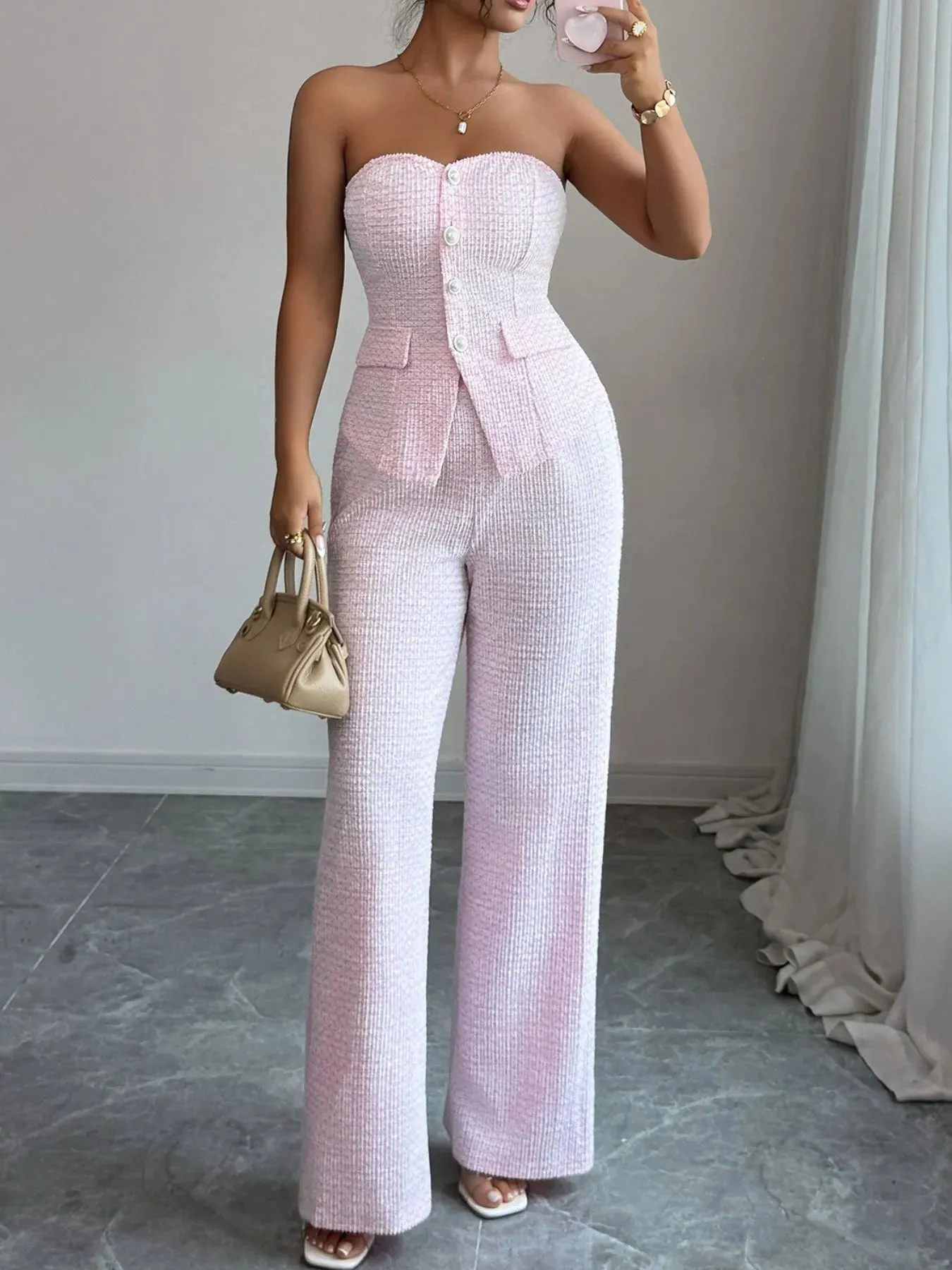 Sweetheart Neck Tube Top and Pants Set sold by Unique Kulture