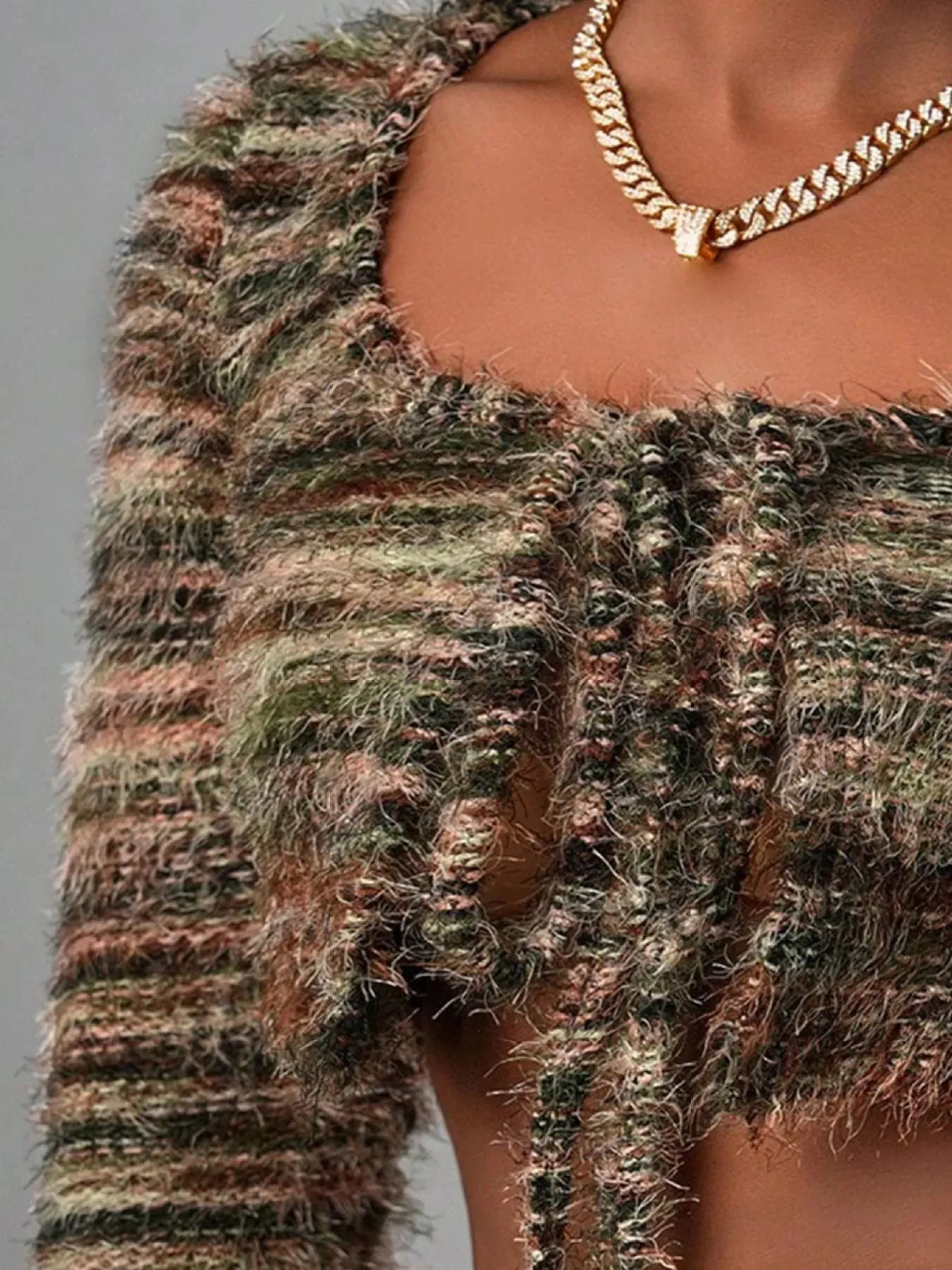 Square Neck Crop Top & Shorts Sweater Set – Trendy Two-Piece Lounge Set for Women sold by Unique Kulture product image thumbnail 4