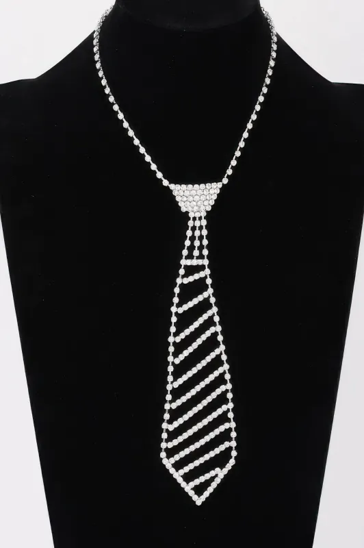 Rhinestone Necktie Necklace sold by Unique Kulture