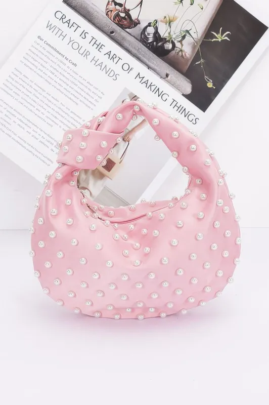 Faux Pearl Studded Satin Bag sold by Unique Kulture