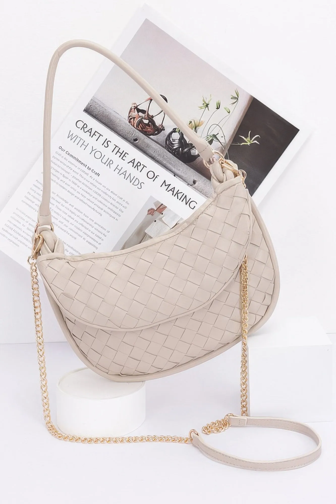 Faux Leather Braided Double Hobo Bag sold by Unique Kulture product image thumbnail 5
