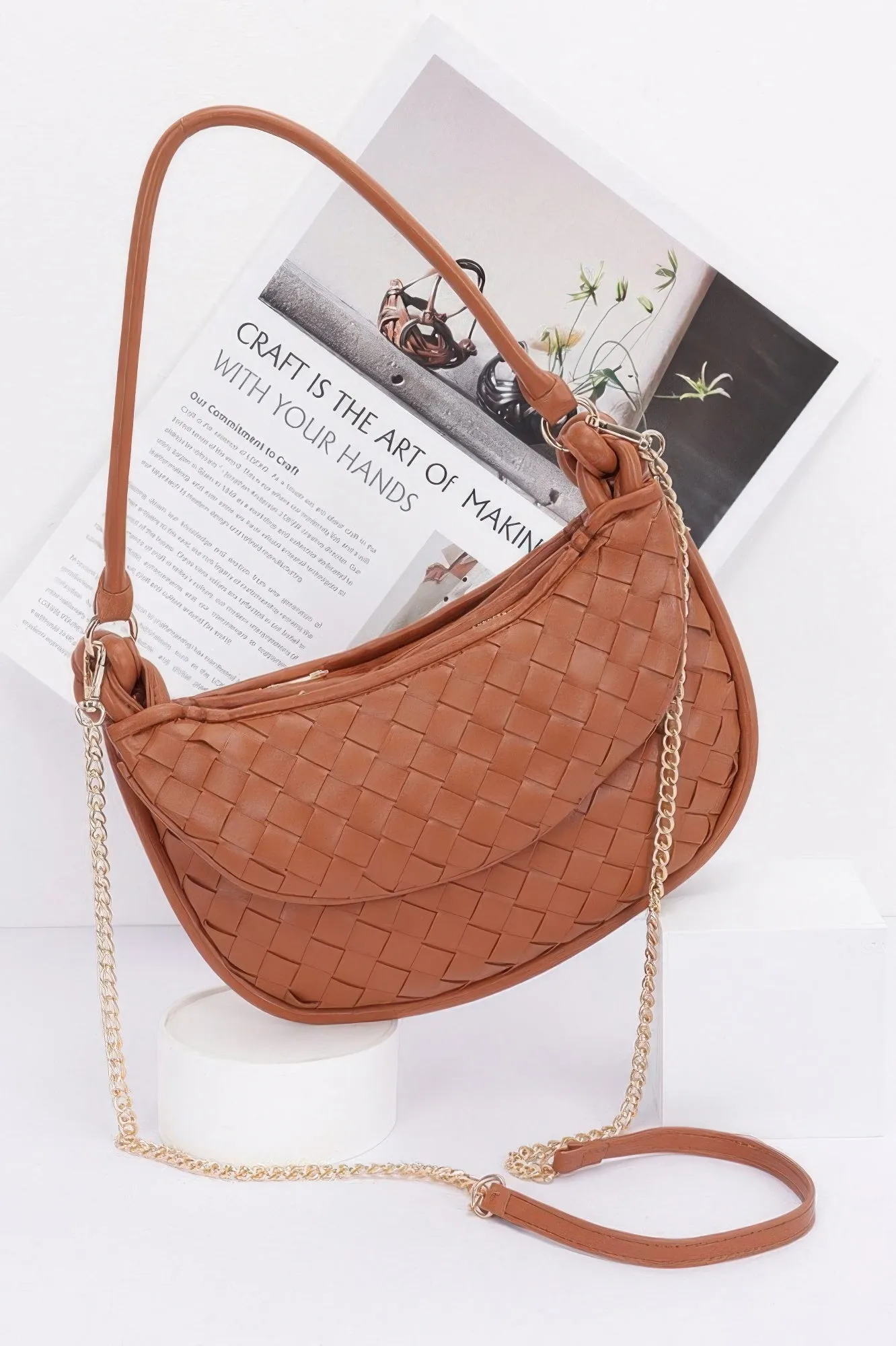 Faux Leather Braided Double Hobo Bag sold by Unique Kulture product image thumbnail 3