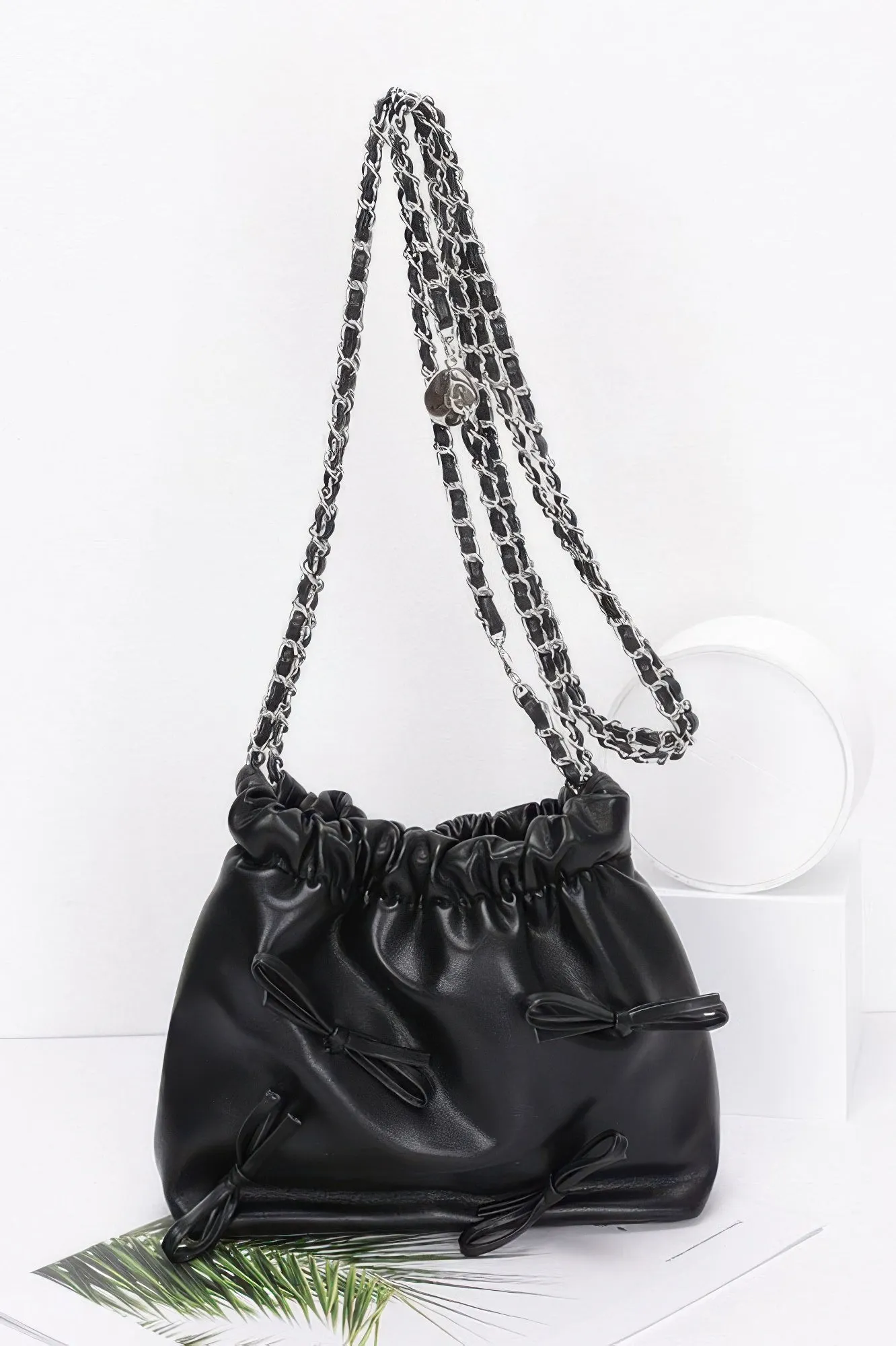 Faux Leather Multi Ribbon Bucket Chaincrossbodybag sold by Unique Kulture product image thumbnail 2