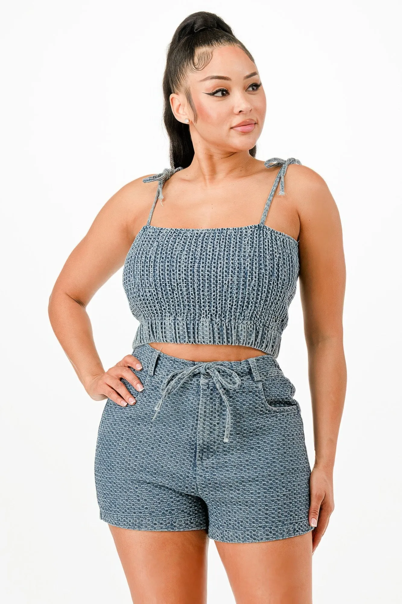 Denim Tank Top And Matching Short Set sold by Unique Kulture product image thumbnail 4