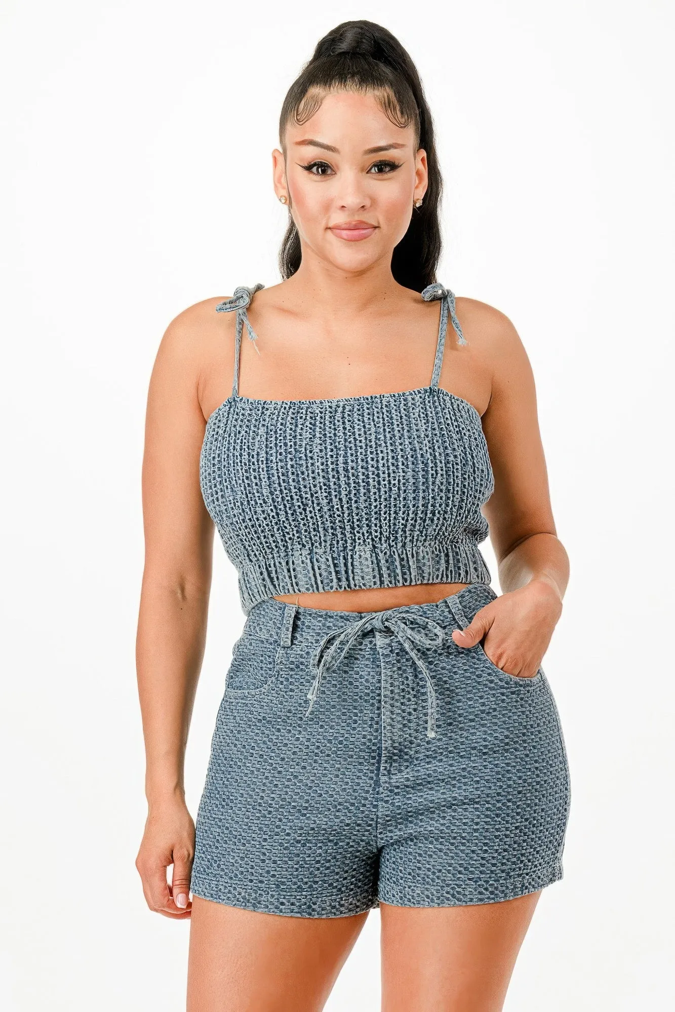 Denim Tank Top And Matching Short Set sold by Unique Kulture