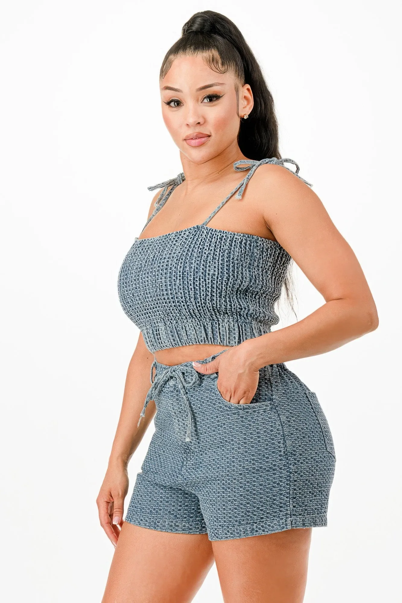 Denim Tank Top And Matching Short Set sold by Unique Kulture product image thumbnail 5