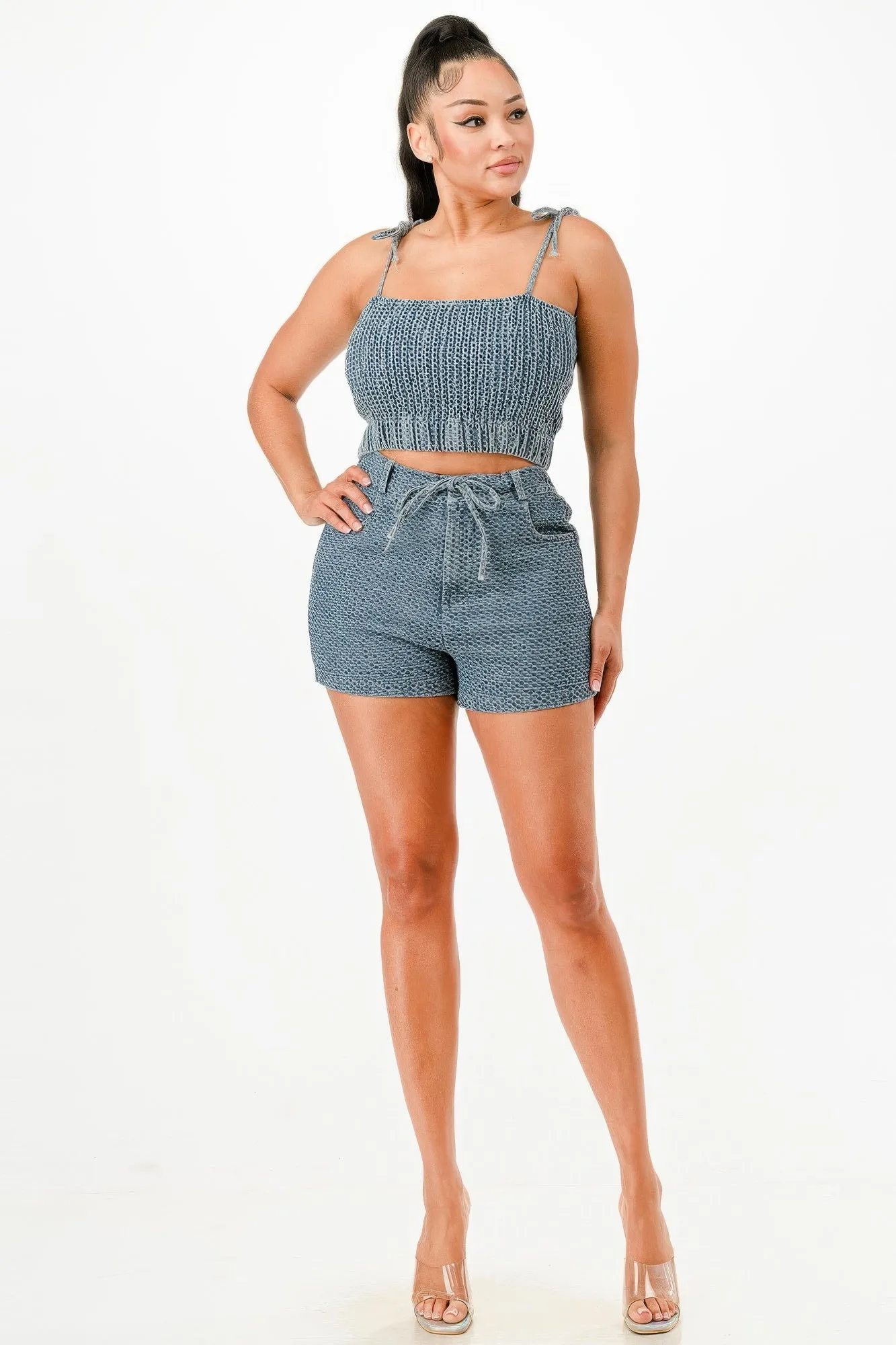 Denim Tank Top And Matching Short Set sold by Unique Kulture product image thumbnail 2