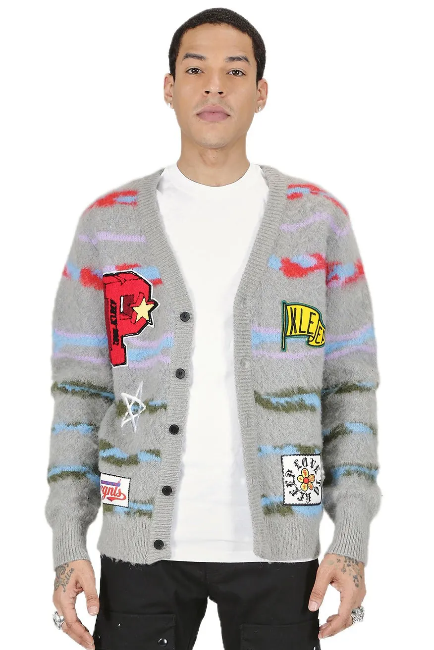 DOUGAL Men's premium sweater cardigan with embroidery & patches sold by Unique Kulture