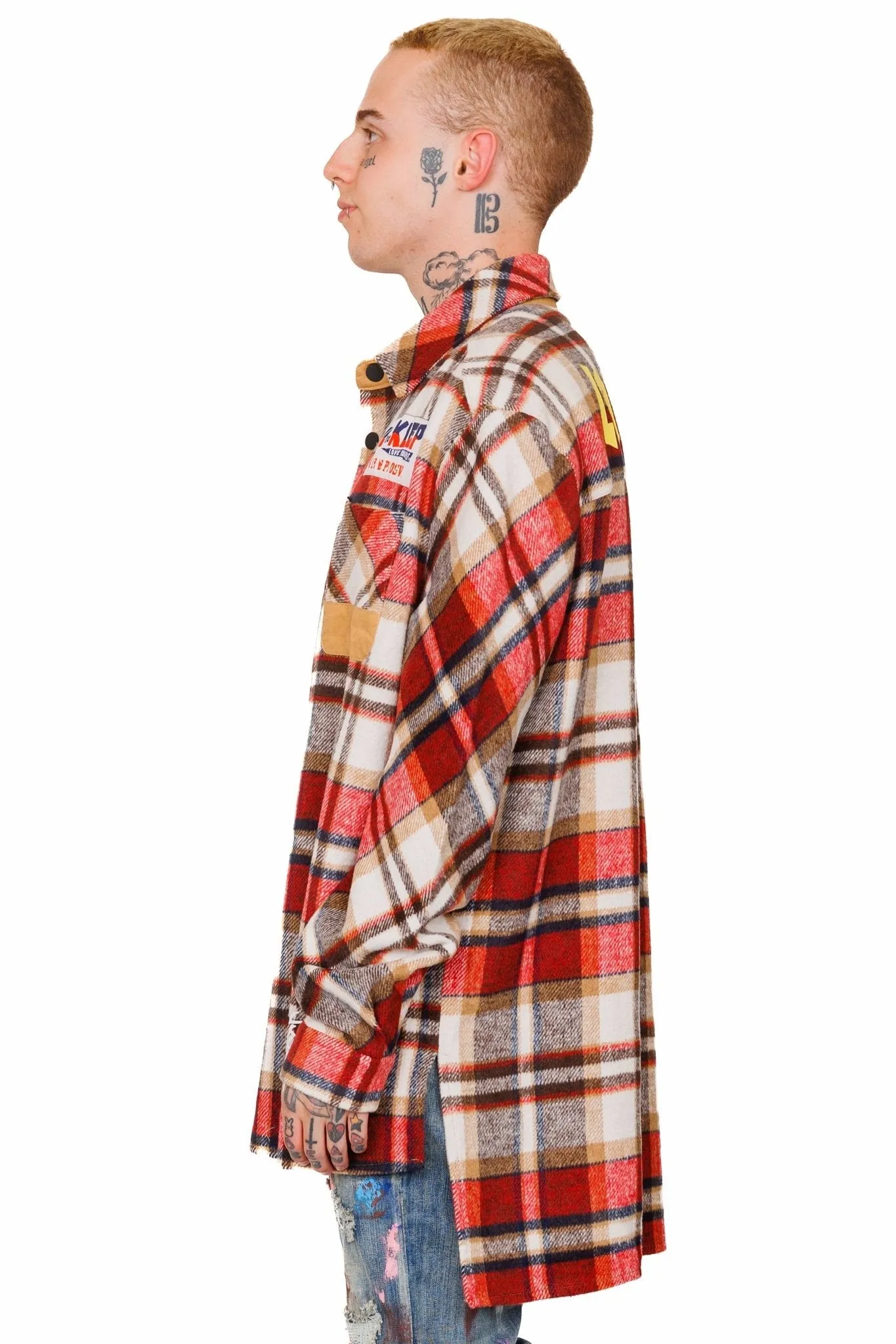 BURLYWOOD Men's premium heavy flannel elongated oversize shirt sold by Unique Kulture product image thumbnail 2