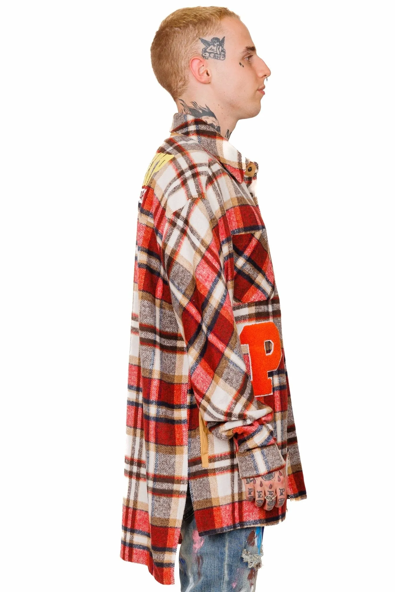 BURLYWOOD Men's premium heavy flannel elongated oversize shirt sold by Unique Kulture product image thumbnail 4