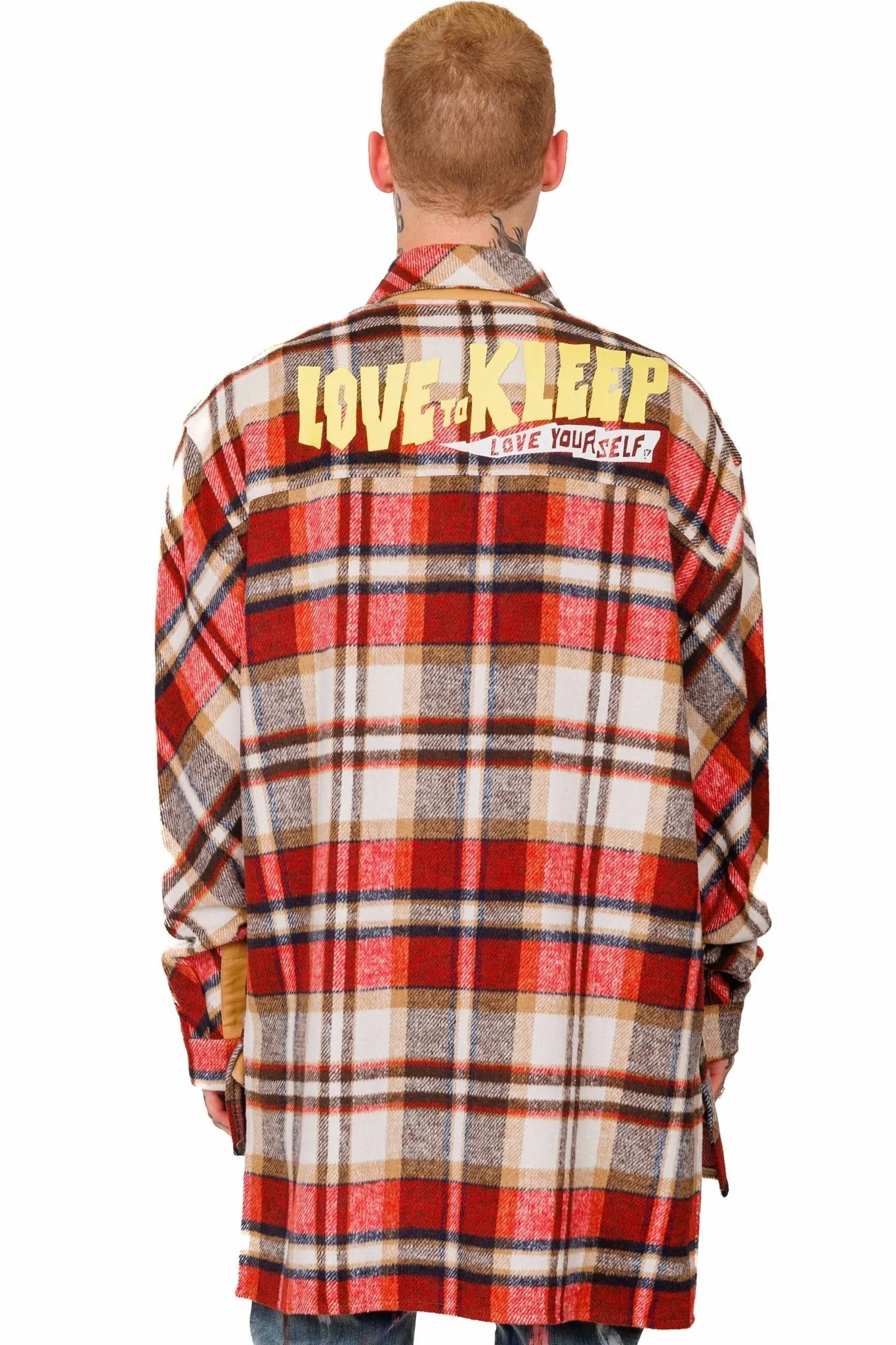BURLYWOOD Men's premium heavy flannel elongated oversize shirt sold by Unique Kulture product image thumbnail 3
