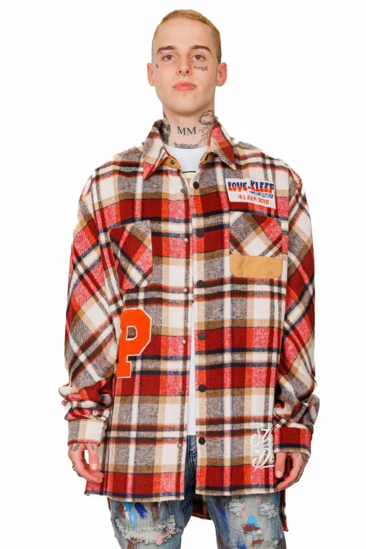 BURLYWOOD Men's premium heavy flannel elongated oversize shirt sold by Unique Kulture