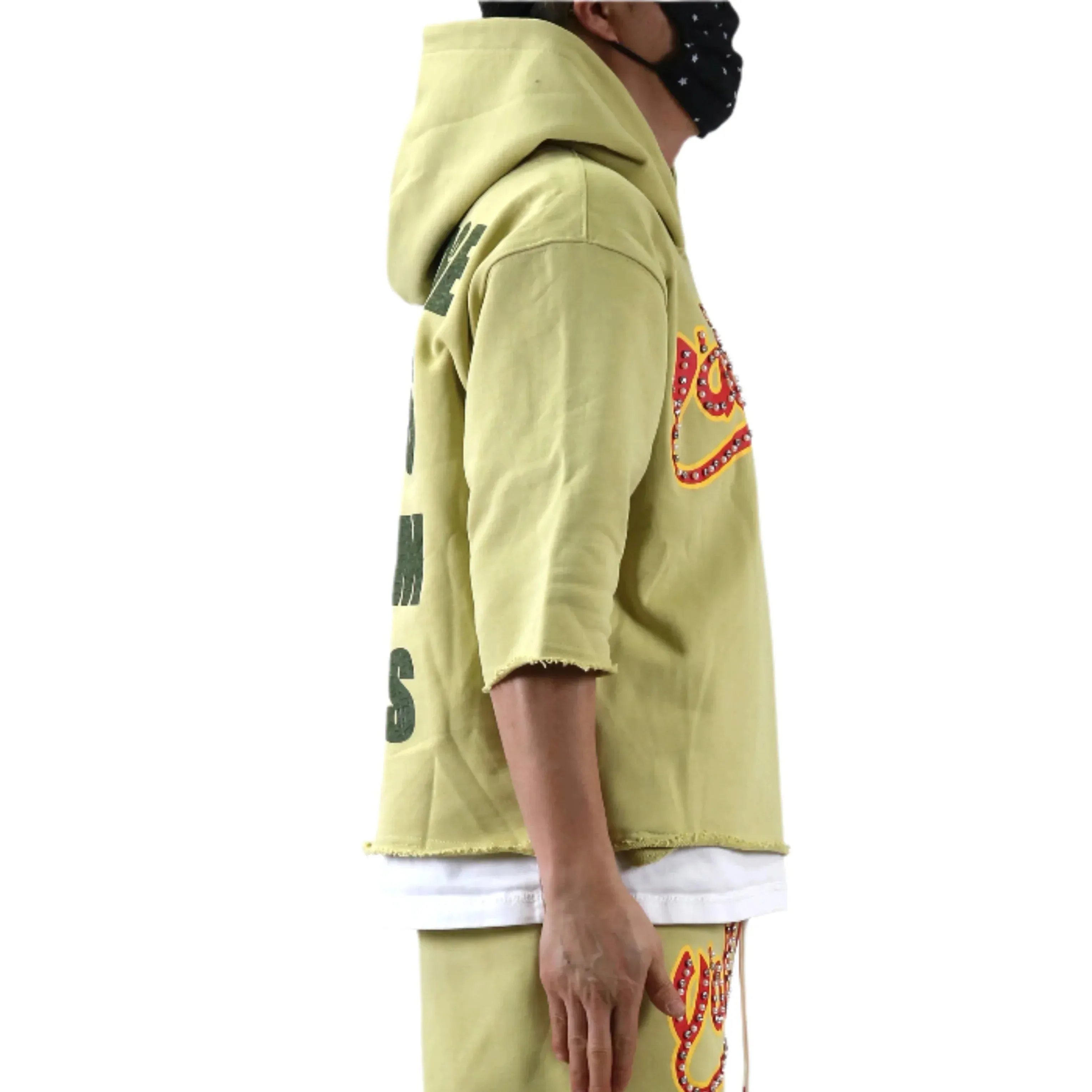 BRITON French Terry 3/4 Sleeve Crop Top Pullover Hoodie sold by Unique Kulture product image thumbnail 4