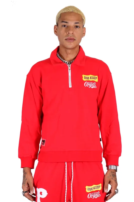 CHOL Men's premium french terry fleece top with collard & quarter zipper. made by Unique Kulture