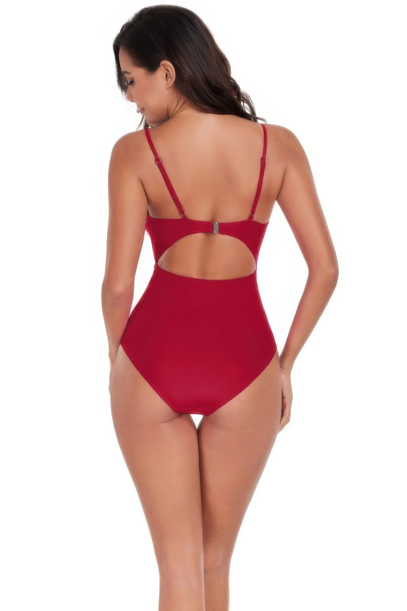 One Piece Solid Ruched Strap Cut Out Swimsuit sold by Unique Kulture product image thumbnail 5
